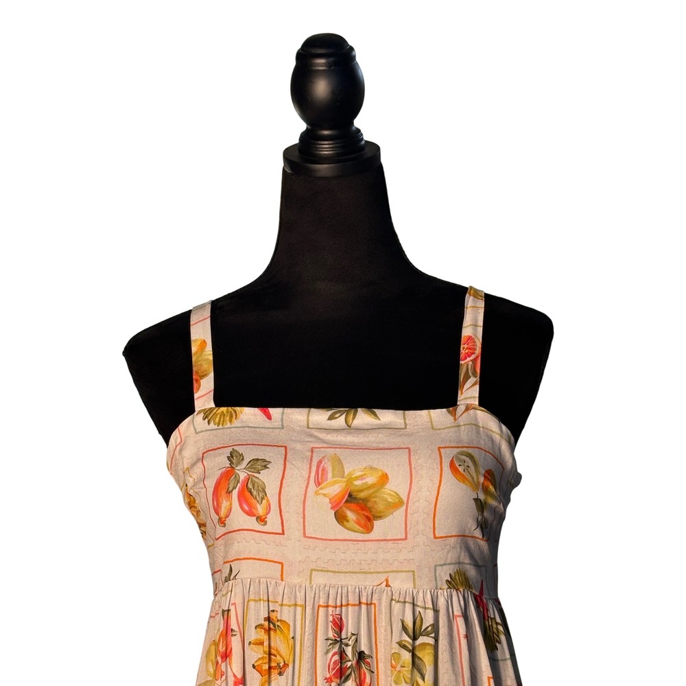Paper Heart Fruit Print Maxi Dress White Citrus Tropical TPH93531 Small NWT - Picture 3 of 15